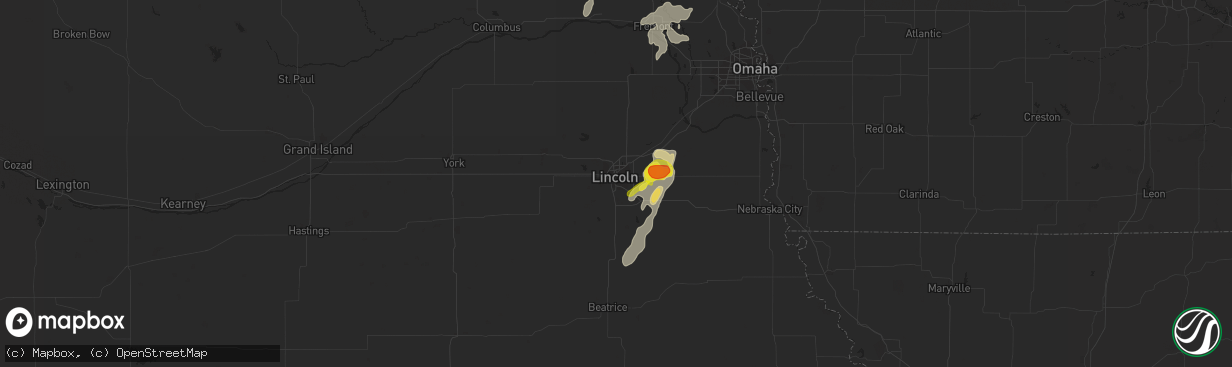 Hail map in Lincoln, NE on September 18, 2019