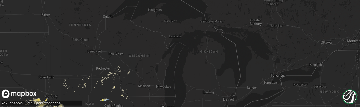 Hail map in Michigan on September 18, 2019