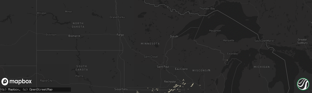 Hail map in Minnesota on September 18, 2019