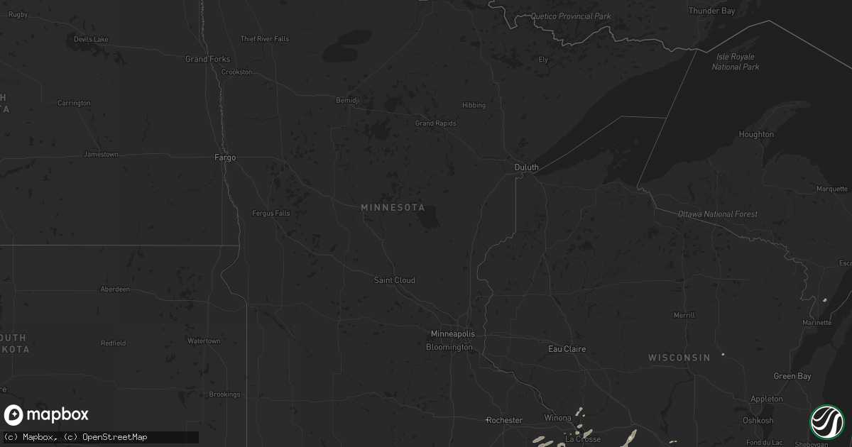 Hail map in Minnesota on September 18, 2019