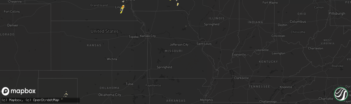 Hail map in Missouri on September 18, 2019