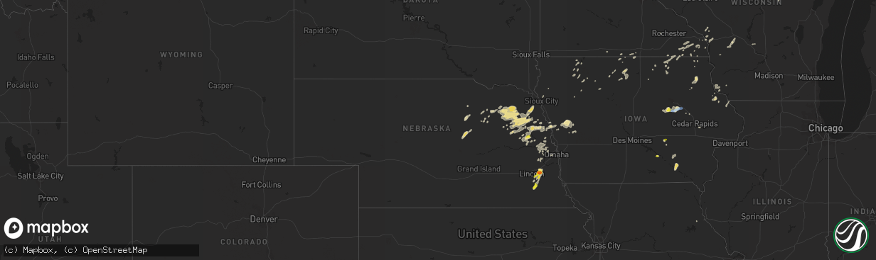 Hail map in Nebraska on September 18, 2019