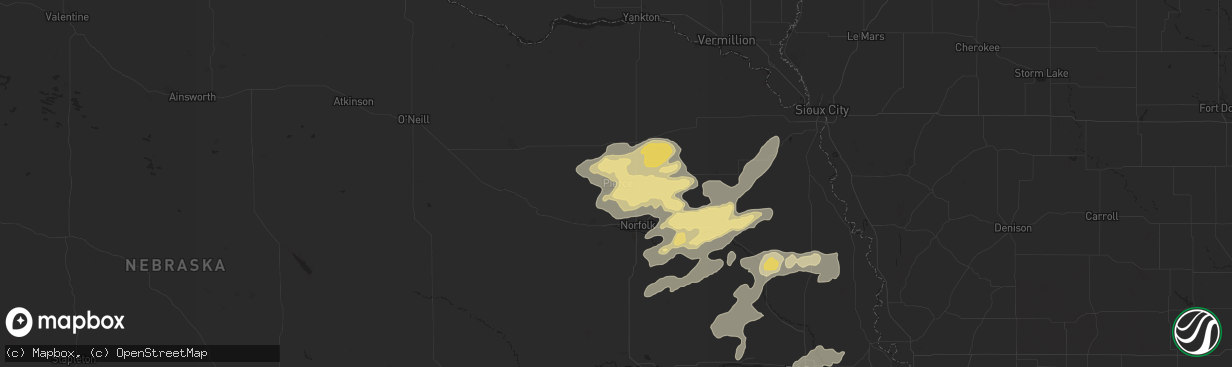 Hail map in Pierce, NE on September 18, 2019