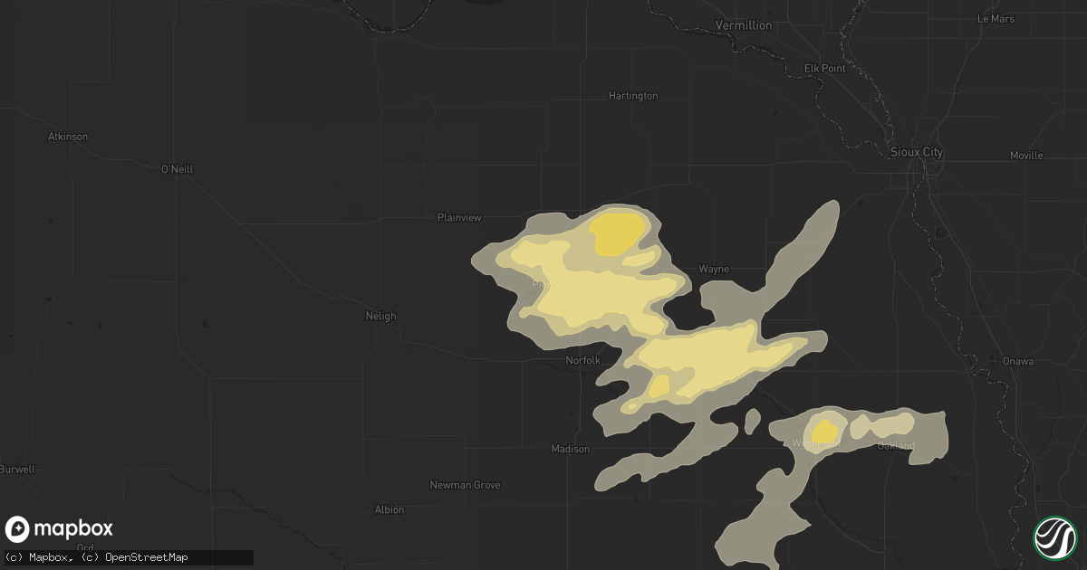 Hail map in Pierce, NE on September 18, 2019