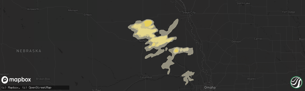 Hail map in Stanton, NE on September 18, 2019