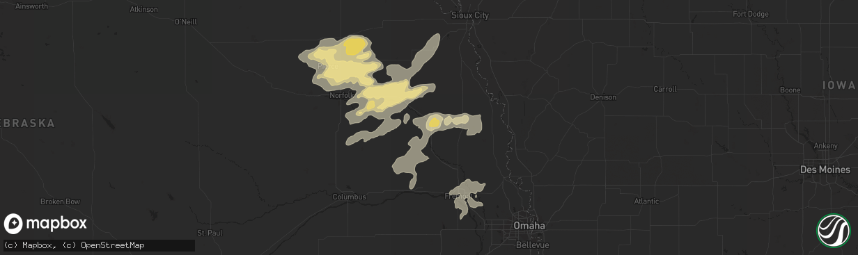 Hail map in West Point, NE on September 18, 2019