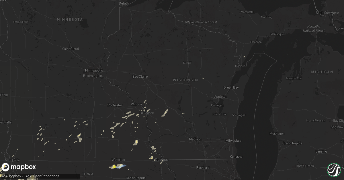 Hail map in Wisconsin on September 18, 2019