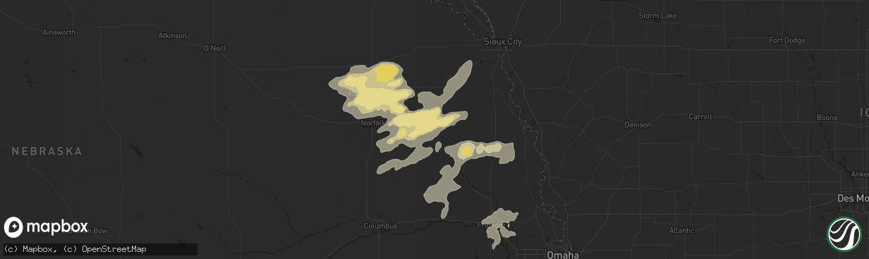 Hail map in Wisner, NE on September 18, 2019