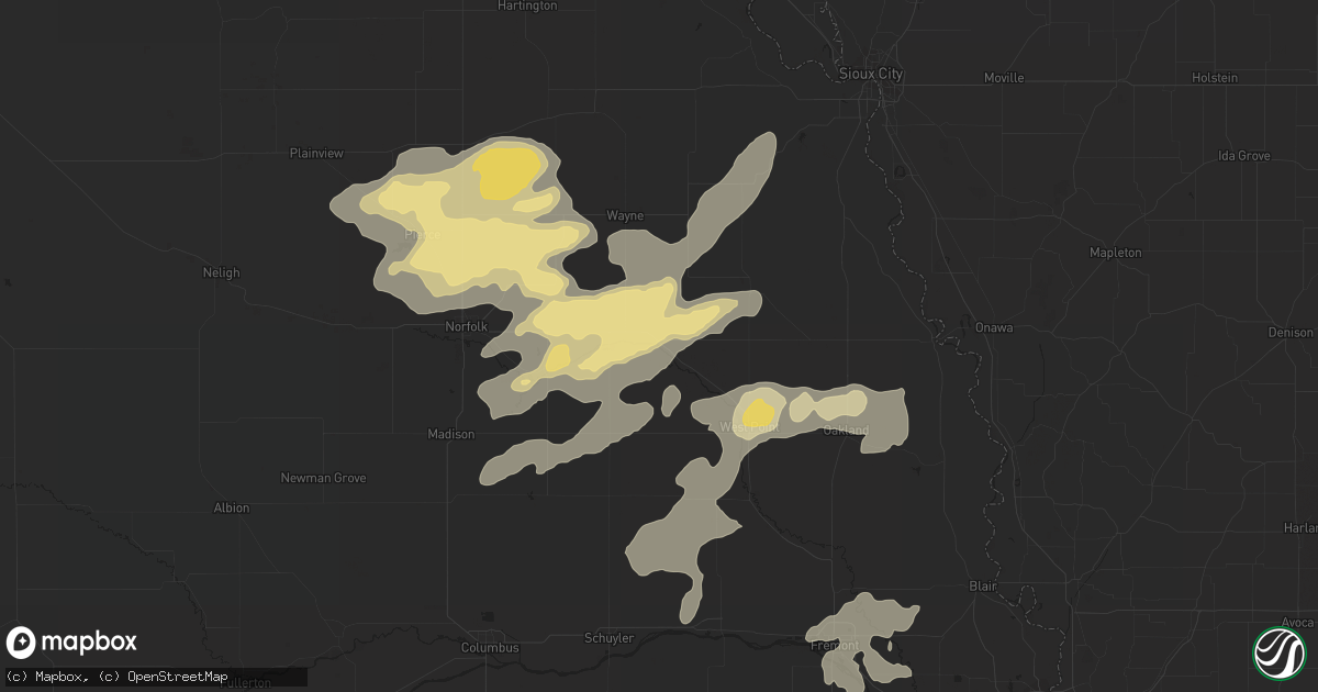 Hail map in Wisner, NE on September 18, 2019