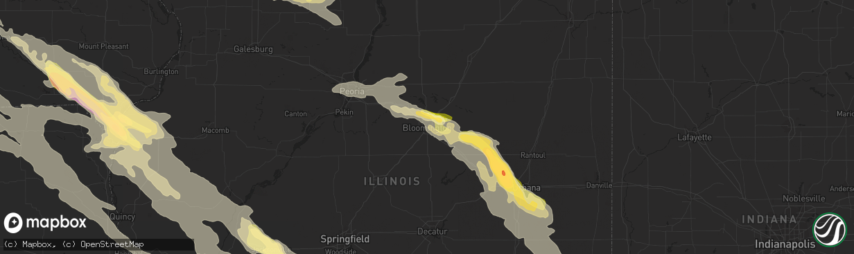 Hail map in Bloomington, IL on September 18, 2022