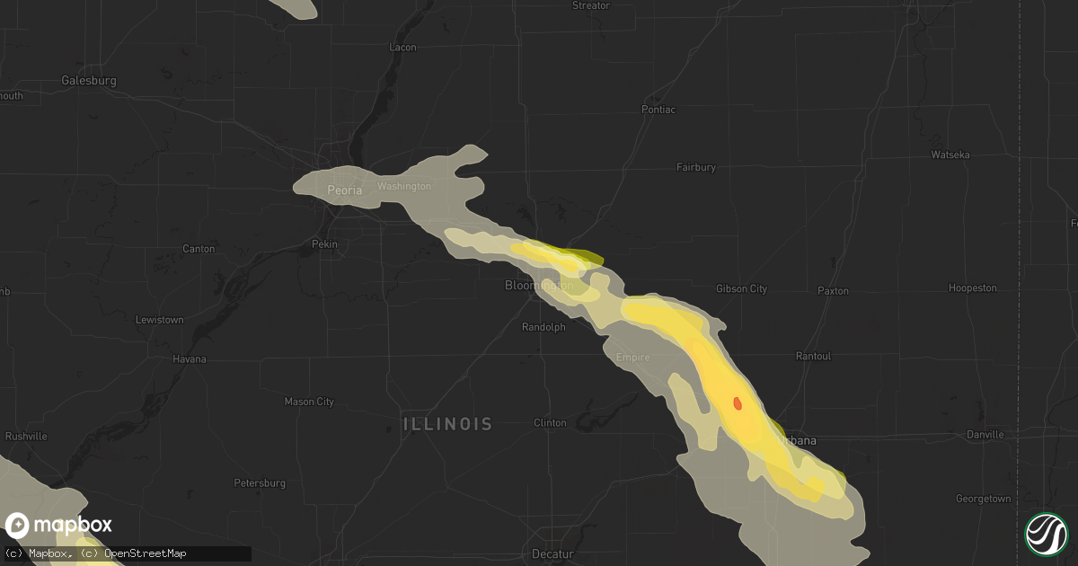 Hail map in Bloomington, IL on September 18, 2022