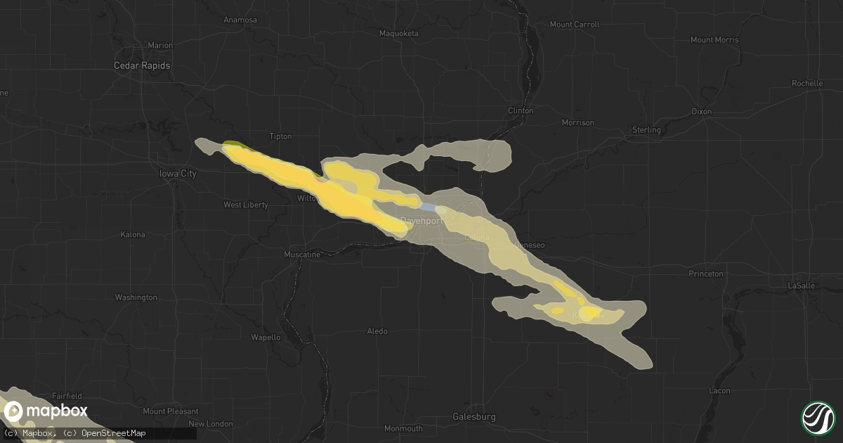 Hail map in Davenport, IA on September 18, 2022