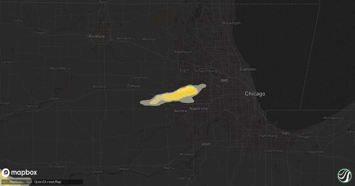 Hail map in Geneva, IL on September 18, 2022