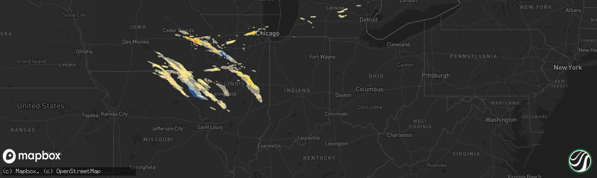 Hail map in Indiana on September 18, 2022