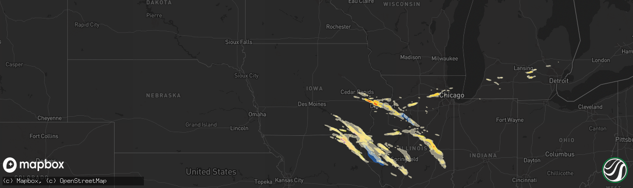 Hail map in Iowa on September 18, 2022