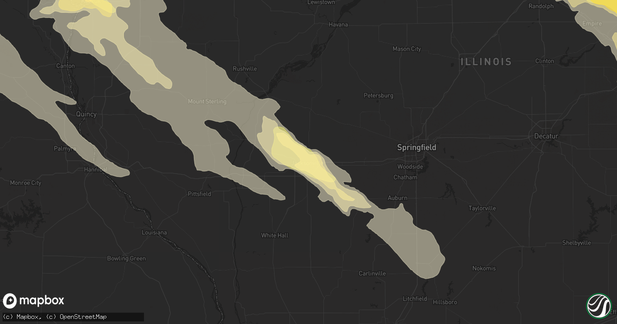 Hail map in Jacksonville, IL on September 18, 2022