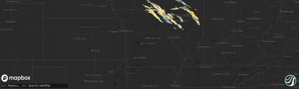 Hail map in Missouri on September 18, 2022