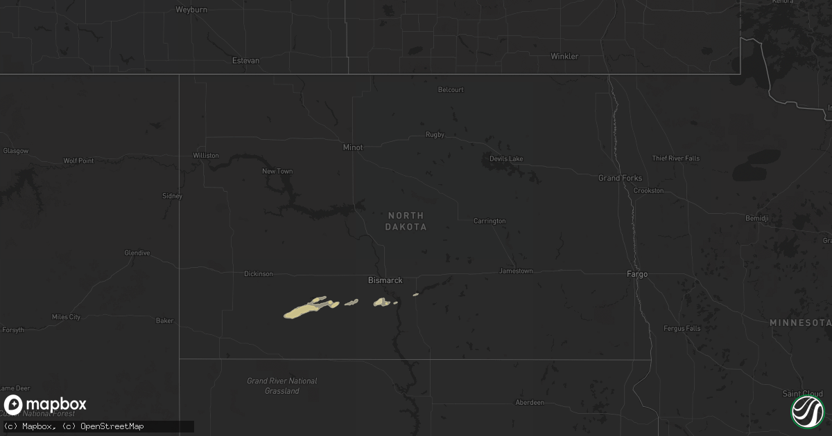 Hail map in North Dakota on September 18, 2022