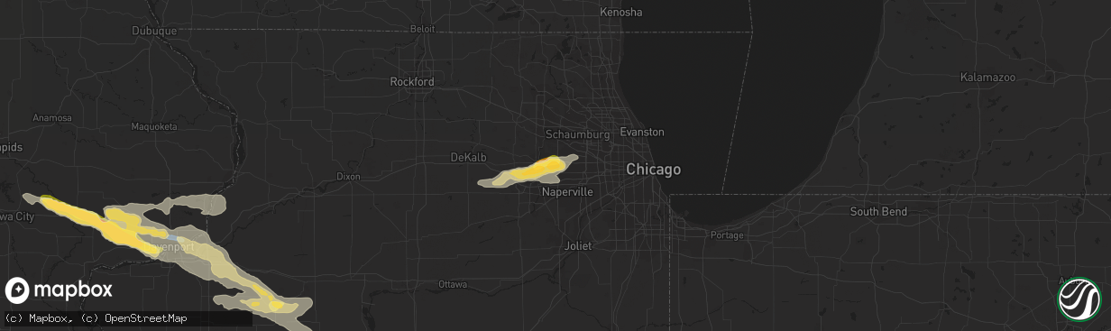 Hail map in West Chicago, IL on September 18, 2022