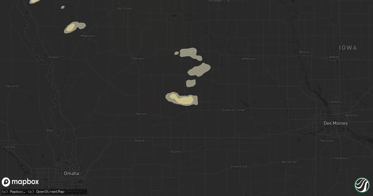 Hail map in Audubon, IA on September 18, 2023