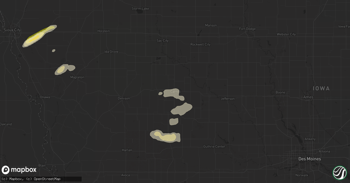 Hail map in Carroll, IA on September 18, 2023