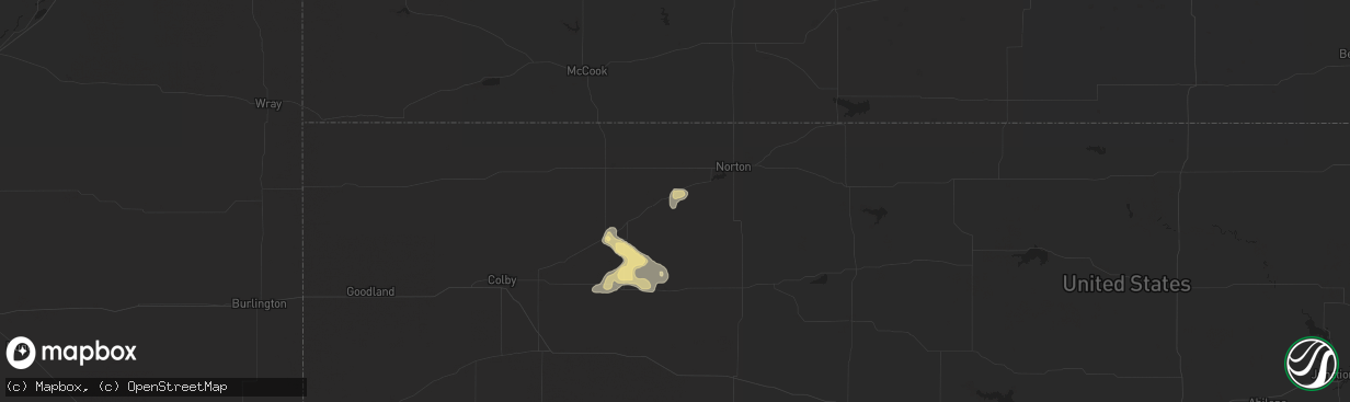 Hail map in Clayton, KS on September 18, 2023