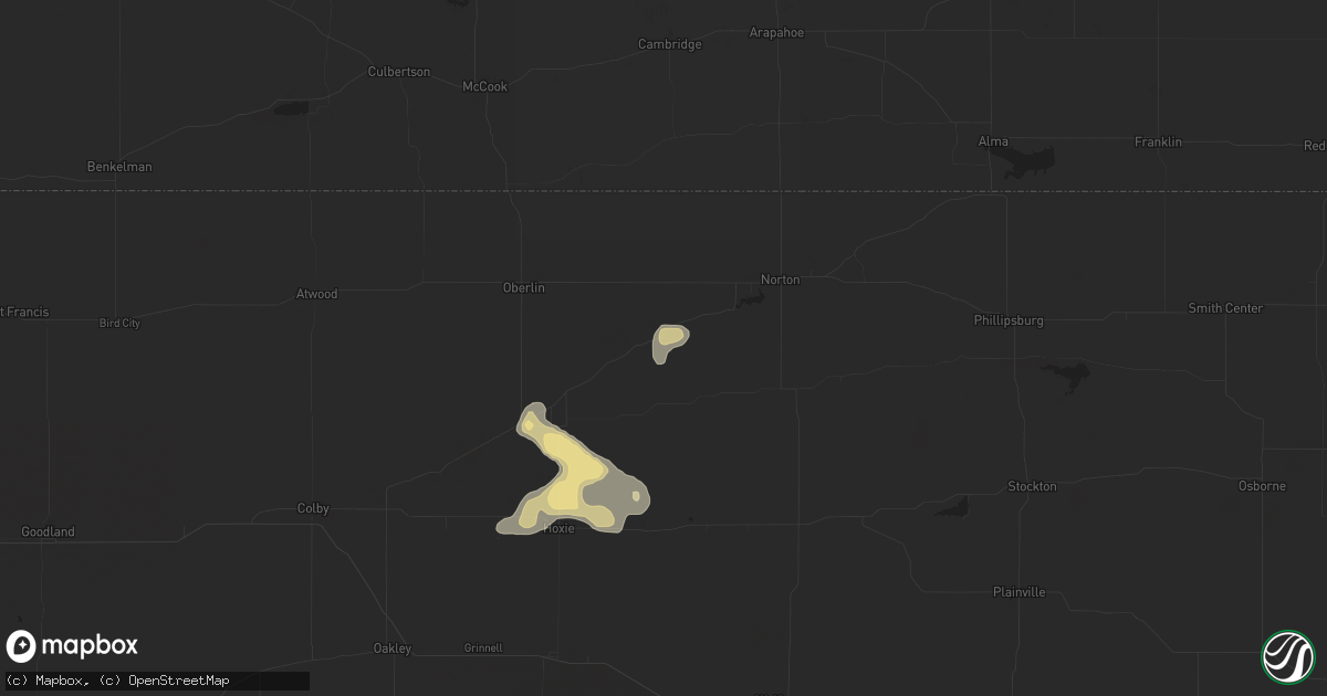 Hail map in Clayton, KS on September 18, 2023