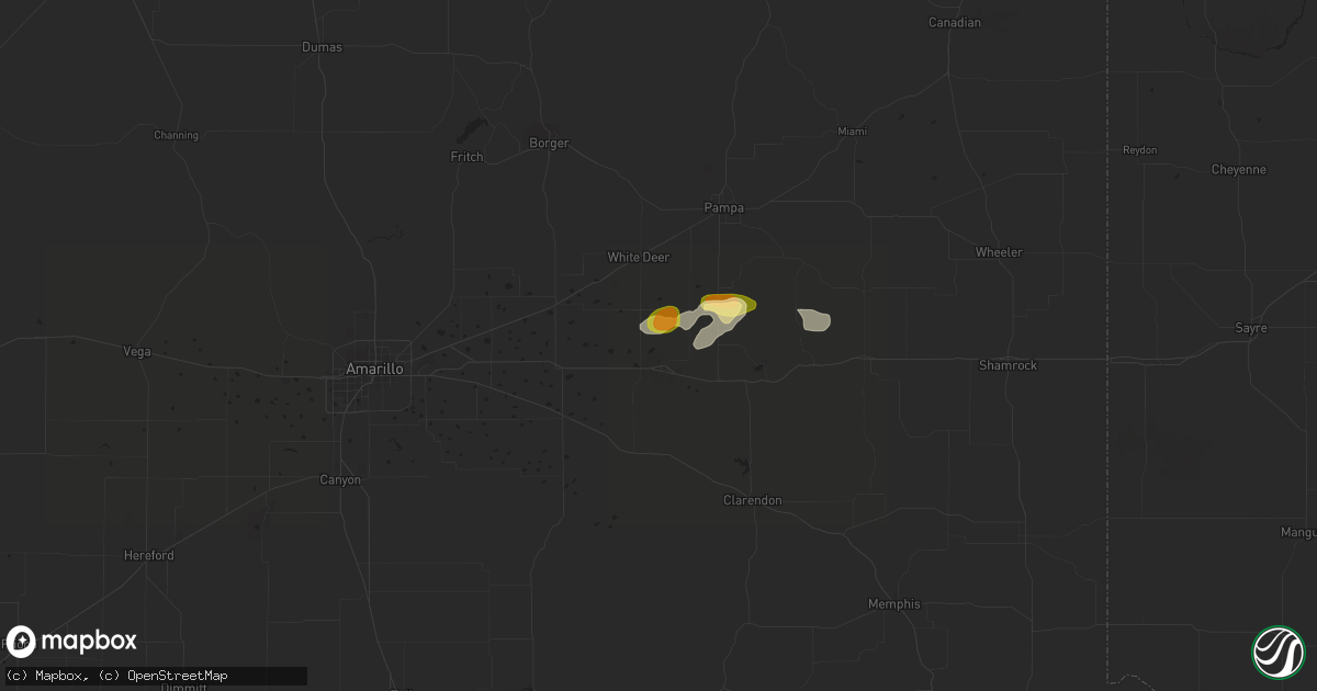 Hail map in Groom, TX on September 18, 2023