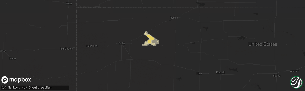 Hail map in Hoxie, KS on September 18, 2023