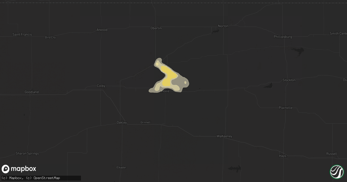 Hail map in Hoxie, KS on September 18, 2023