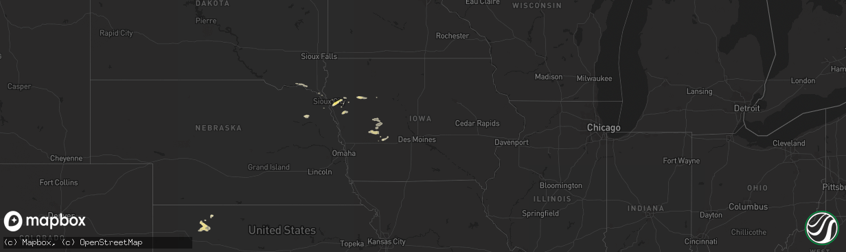 Hail map in Iowa on September 18, 2023