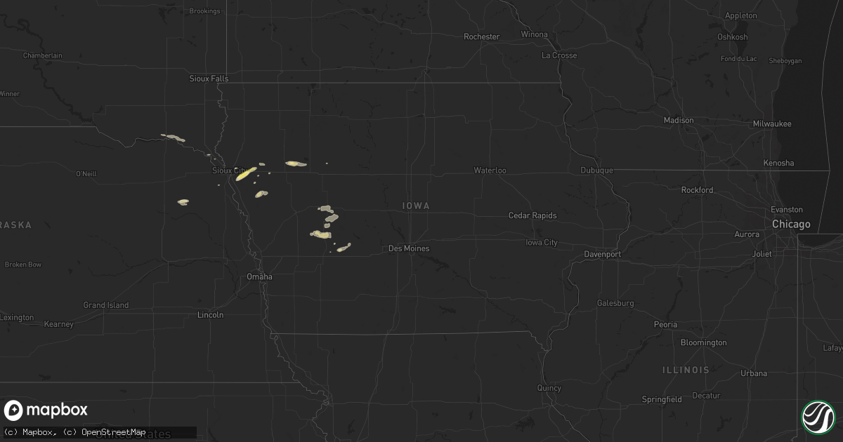 Hail map in Iowa on September 18, 2023