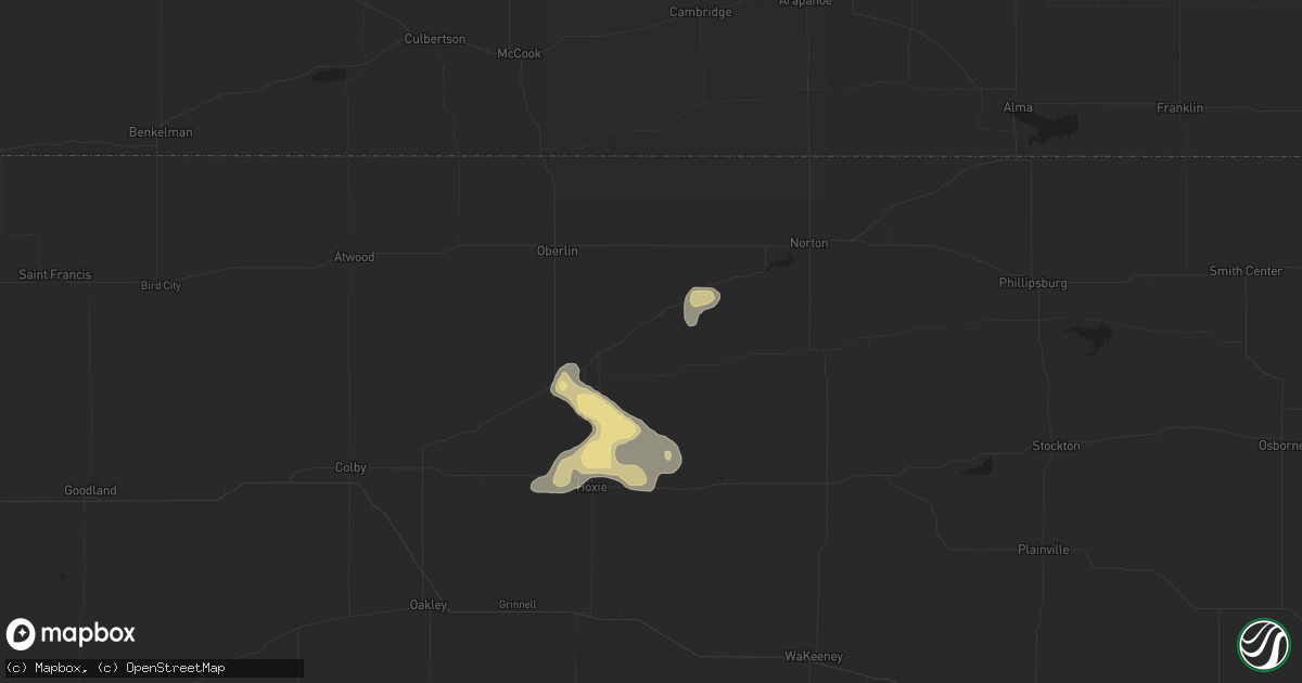 Hail map in Jennings, KS on September 18, 2023