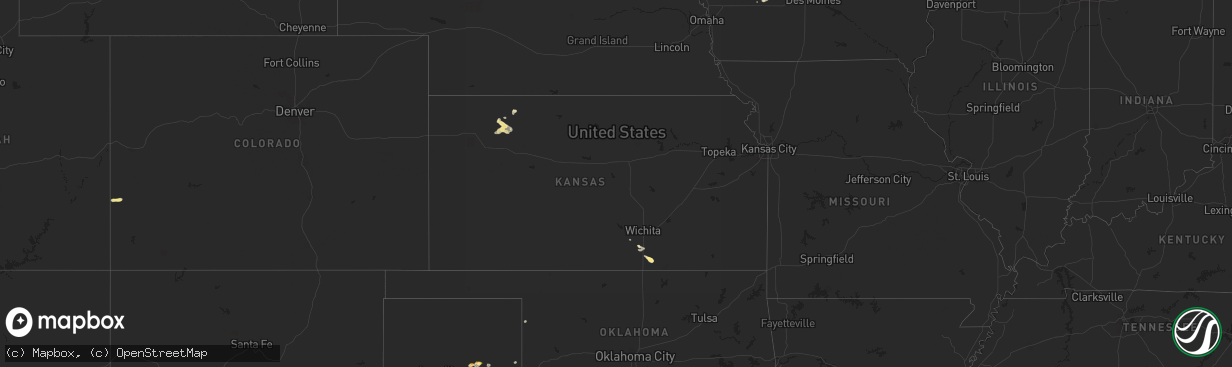 Hail map in Kansas on September 18, 2023