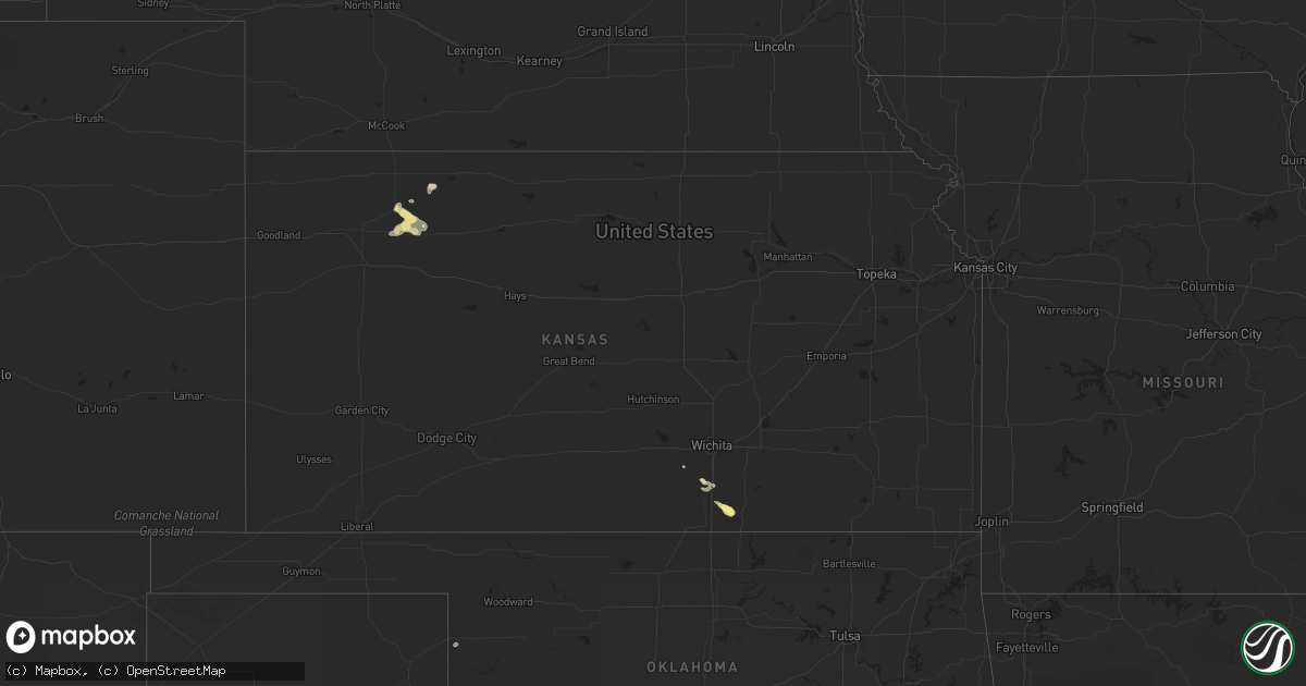 Hail map in Kansas on September 18, 2023