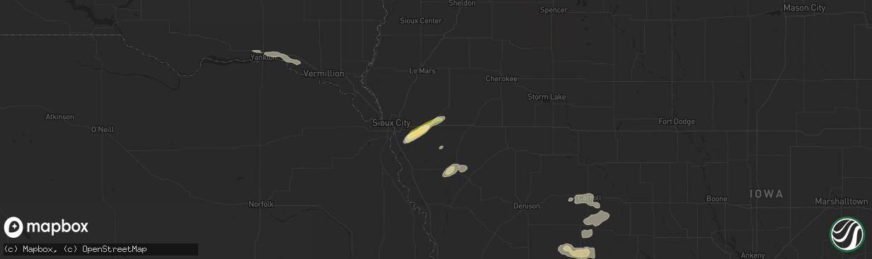 Hail map in Moville, IA on September 18, 2023