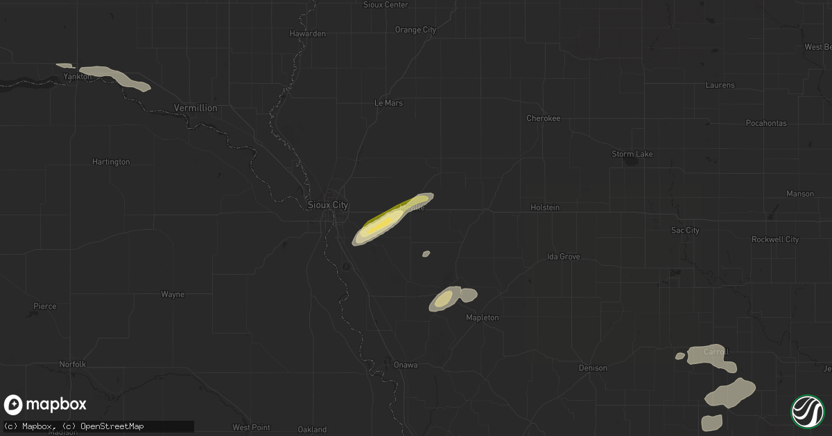 Hail map in Moville, IA on September 18, 2023