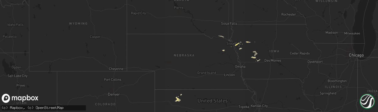 Hail map in Nebraska on September 18, 2023