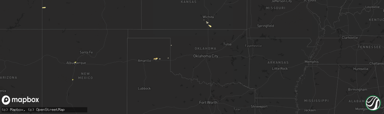 Hail map in Oklahoma on September 18, 2023