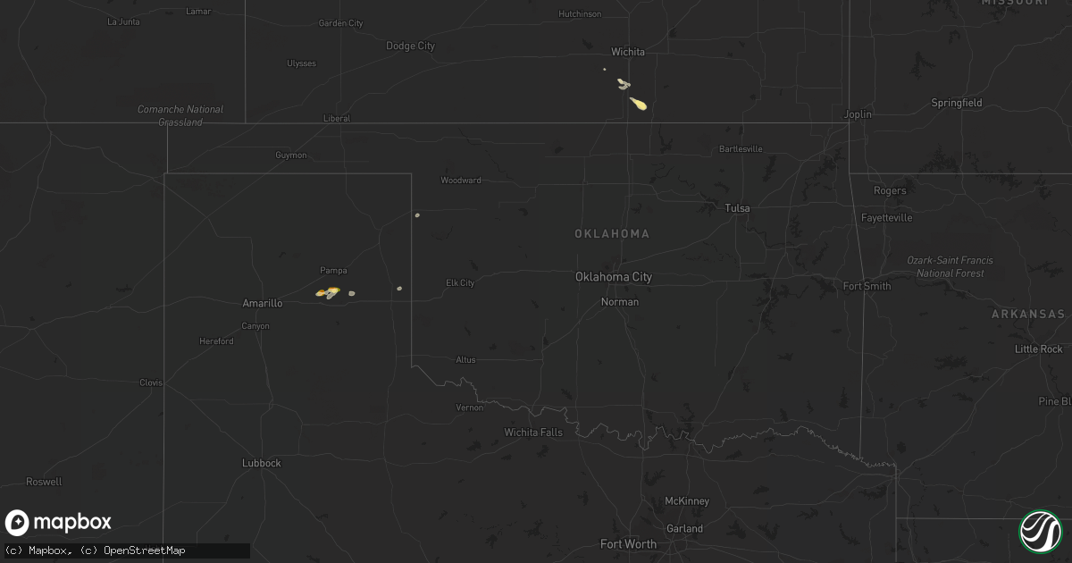 Hail map in Oklahoma on September 18, 2023