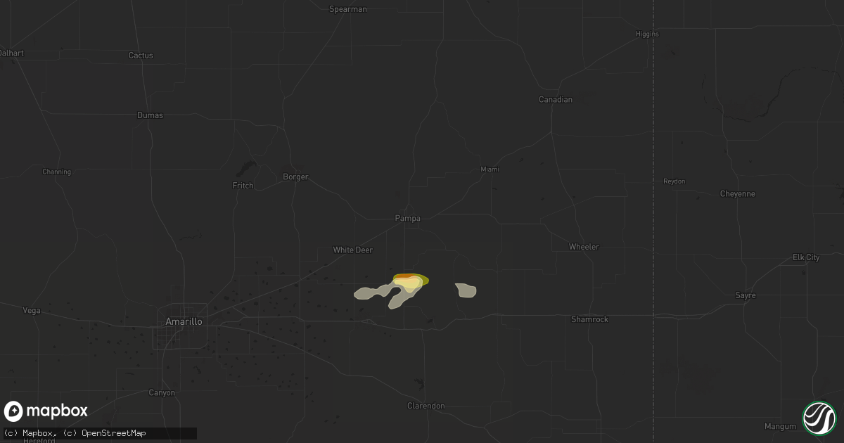 Hail map in Pampa, TX on September 18, 2023