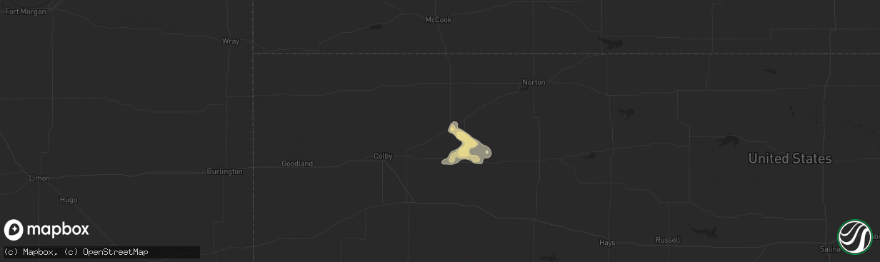 Hail map in Selden, KS on September 18, 2023