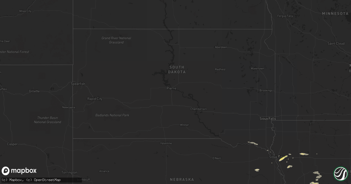 Hail map in South Dakota on September 18, 2023