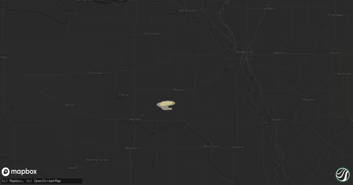 Hail map in Wayne, NE on September 18, 2023