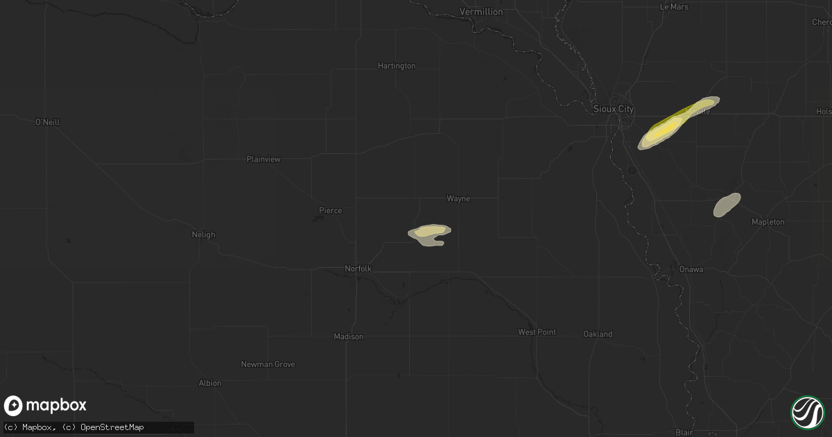 Hail map in Winside, NE on September 18, 2023