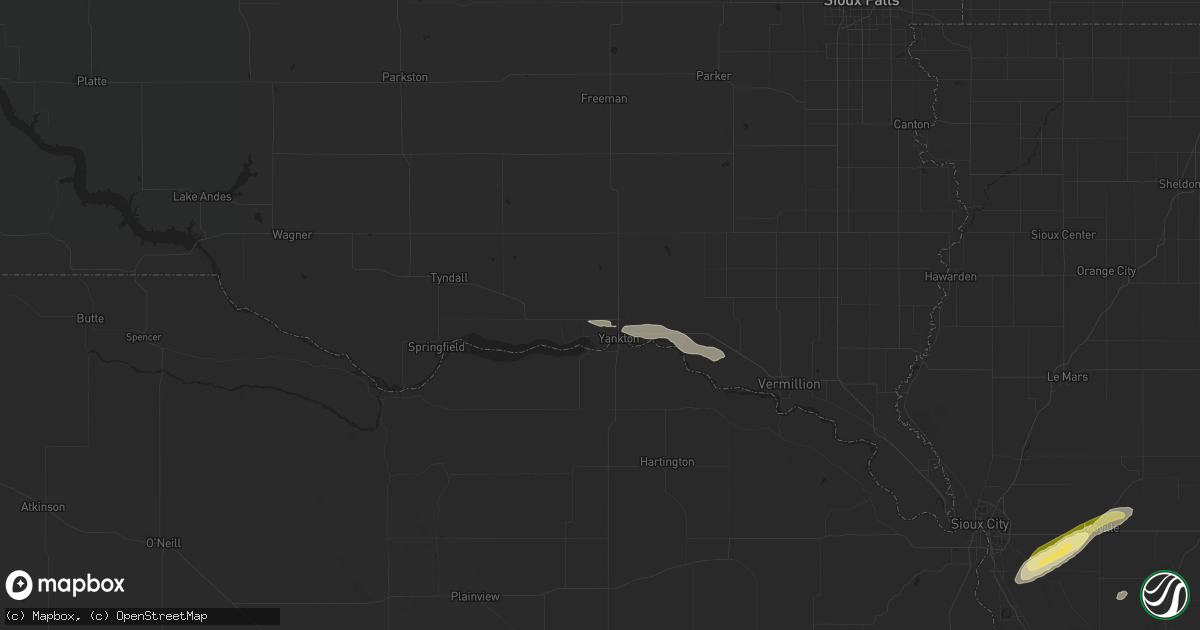 Hail map in Yankton, SD on September 18, 2023