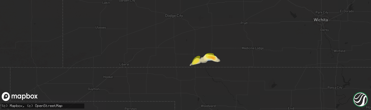 Hail map in Ashland, KS on September 18, 2024