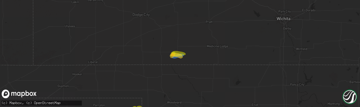 Hail map in Coldwater, KS on September 18, 2024