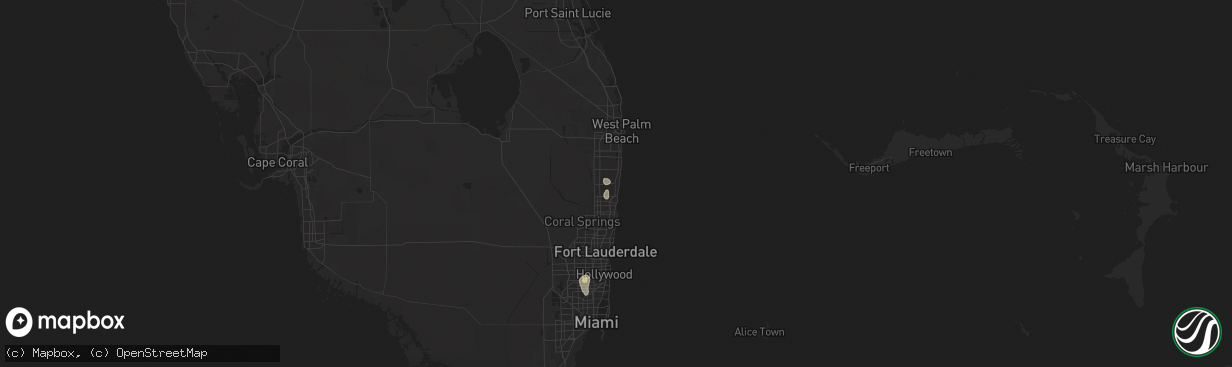 Hail map in Delray Beach, FL on September 18, 2024