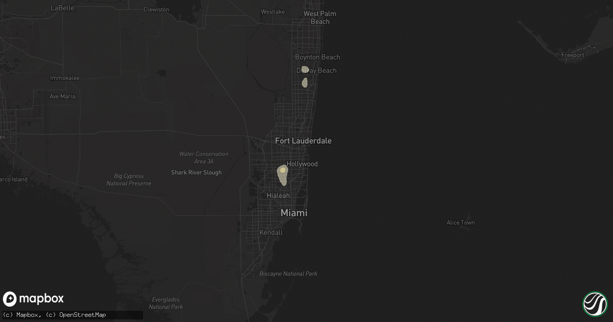 Hail map in Hollywood, FL on September 18, 2024